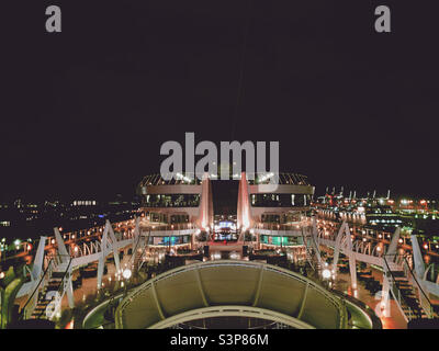 January, 2022, On the deck of the MSC Divina very early in the morning, in Miami, Florida, returning from a three-day cruise to the Bahamas Stock Photo