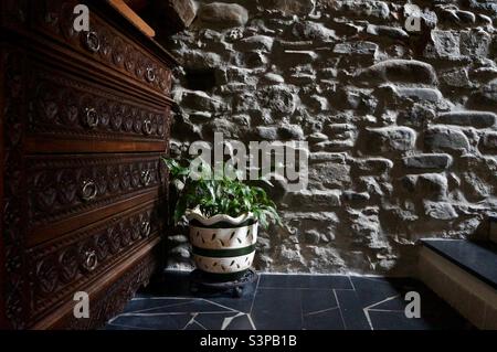 Architecture and renovations in the medieval village of Dolceacqua in Italy. Stock Photo