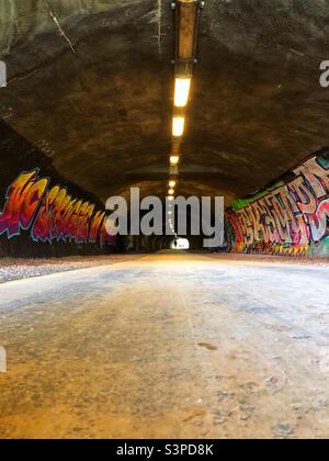 Rodney Street tunnel an Old railway tunnel used as a cycle path and pedestrian walkway, Edinburgh Stock Photo