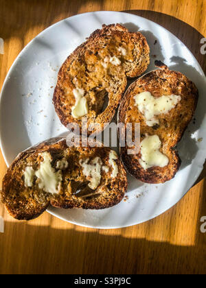 Three slices of homemade toast Stock Photo