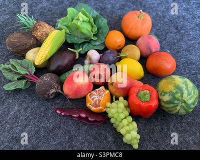 Mini mix of vegetables and fruits close-up Stock Photo