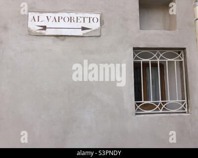 Vaporetto sign in Italy Venice Stock Photo