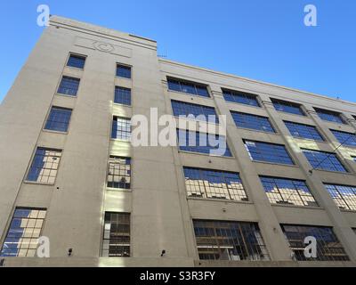 LOS ANGELES, CA, JUN 2021: converted industrial units in The Row arts and shopping district, in Downtown Fashion District Stock Photo