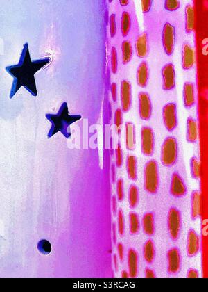 Glossy Lavender Pink Red And White Abstract with Stars and Dots Stock Photo