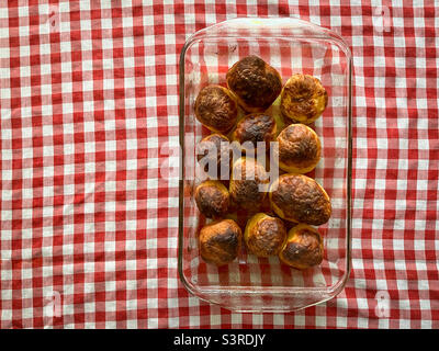 Roasted potatoes ready to eat. Stock Photo