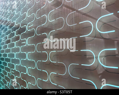 A wall patterned with a fluorescent design. Stock Photo