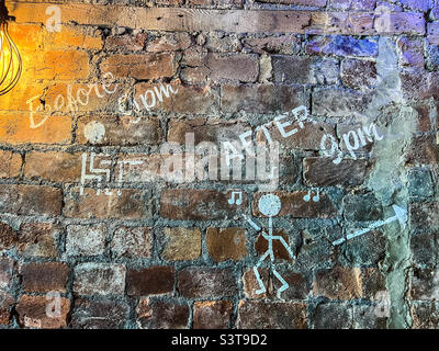 Wall in bar with graffiti Stock Photo