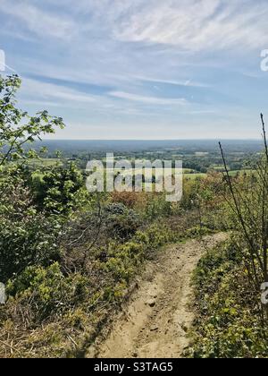 View from Pitch Hill over Ewhurst in Surrey Stock Photo