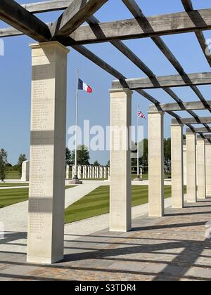 Officially opened on 6 June 2021, the British Normandy Memorial in Ver-sur-Mer,  Calvados carries the names of 22,442 individuals who died on D-Day and in the Battle of Normandy in June 1944. Stock Photo