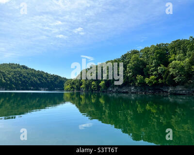 A beautiful bright sunny day out on the lake Stock Photo