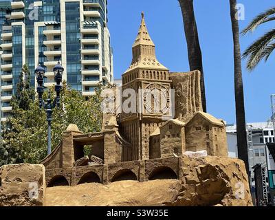 Sand sculpture on display in the Gaslamp area of San Diego, CA on July 19,2022. Stock Photo