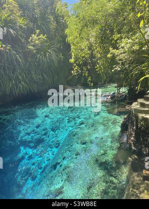 Blue water in Hinatuan Enchanted River. Surigao del Sur. Philippines ...