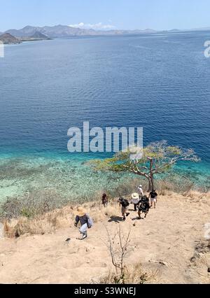 hiking in Pulau Kelor Flores Indonesia Stock Photo