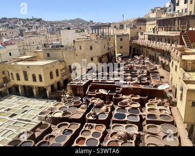Chouara Tannery in Fez, Morocco, North Africa Stock Photo