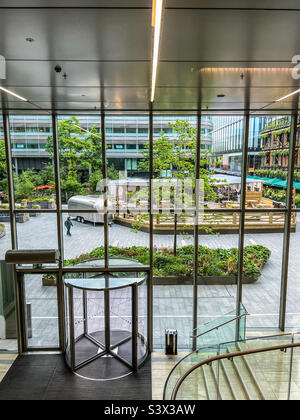 View from a modern office block in Spinningfields in Manchester UK Stock Photo