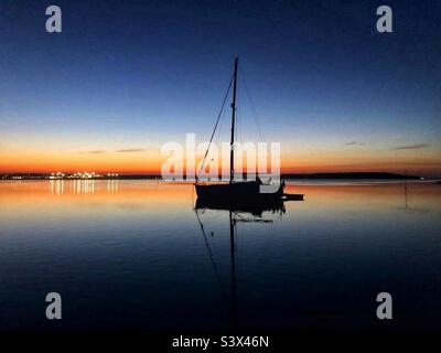 Dawn yacht anchorage Poole Harbour Dorset England UK Stock Photo - Alamy