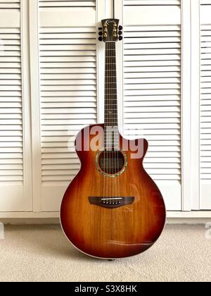 Six-string acoustic guitar Stock Photo