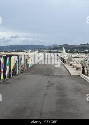 Southern pier promenade view, San Benedetto del Tronto, Marche region, Italy Stock Photo