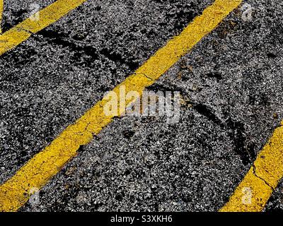 Close-up of street paint in a no parking zone Stock Photo