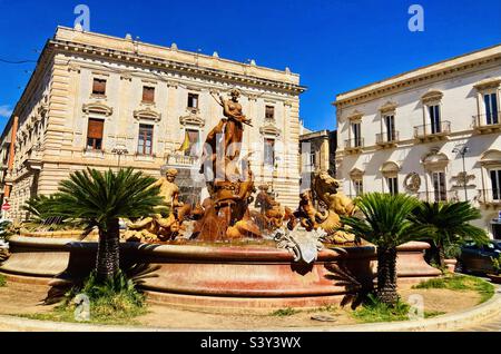 Fountain of Diana in Ortigia in Siracusa Italy Stock Photo