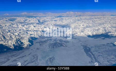 Aerial view of Chugach Mountain range in Alaska Stock Photo