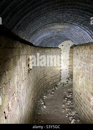 In a wartime tunnel in the white cliffs of Dover Stock Photo