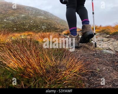 Walking in the Scottish Highlands, Scotland Stock Photo