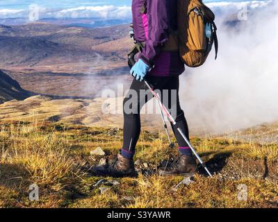 Woman HillWalking in the Scottish Highlands, Scotland Stock Photo