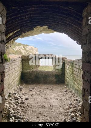 Wartime tunnel in the chalk cliffs Stock Photo