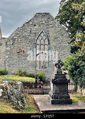 Historical site of muckross abbey, a deserted decaying religious place of workship in country Kerry, Killarney national park, Ireland Stock Photo