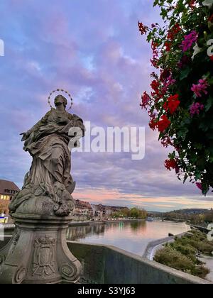 View from old Maine bridge Wurzburg Stock Photo