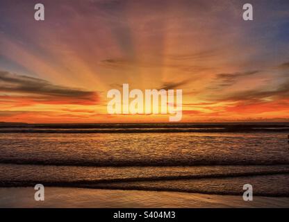 Sunset over the sea in Bali Stock Photo