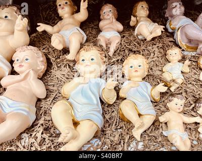 Statuettes of baby Jesus, San Gregorio Armeno shop, Naples Stock Photo