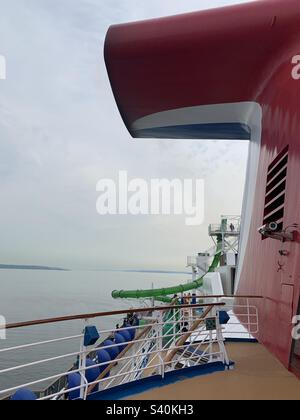 August, 2022, on the Carnival Spirit as it leaves Seattle for a cruise to Alaska Stock Photo