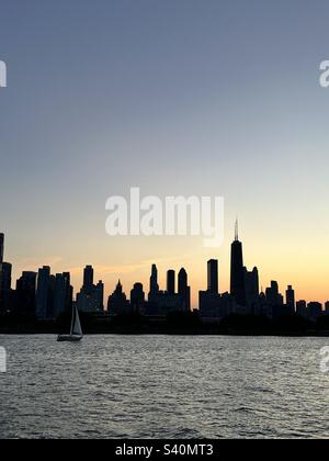 Sunset over the Windy City Stock Photo