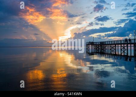 Mobile Bay at sunset in Daphne, Alabama Stock Photo