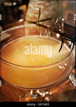 Smoked rosemary whiskey sour Stock Photo