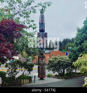 August, 222, Chief Kyan Totem Pole, Whale Park, Ketchikan, Alaska, United States Stock Photo