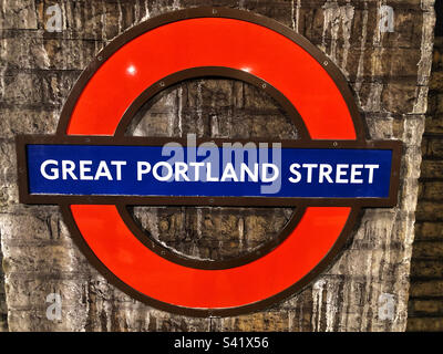 Iconic tube logo of Great Portland Street Stock Photo