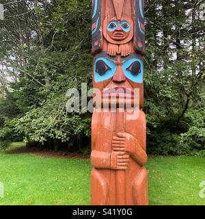 Detail of a totem pole at the Totem Heritage Center, Ketchikan, Alaska, United States Stock Photo