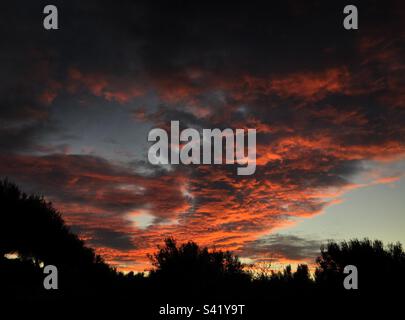 Dramatic sunset, Catalonia, Spain. Stock Photo