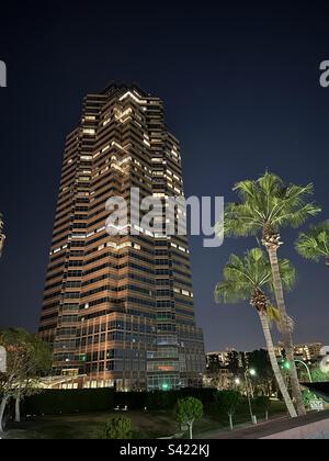 Fox Plaza, Century City, Los Angeles, California, a.k.a. Nakatomi Plaza in the movie Die Hard. 20th Century Studios has offices here and the Fox Studio Lot is nearby. Stock Photo