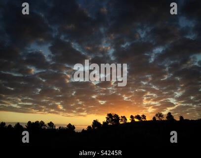 Vivid sunrise, Catalonia, Spain. Stock Photo