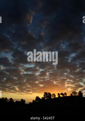 Vivid sunrise, Catalonia, Spain. Stock Photo