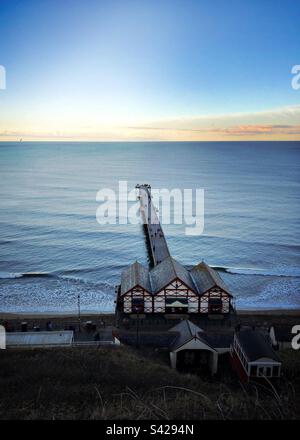 Saltburn by the sea pier in January, North Yorkshire, England, United Kingdom Stock Photo