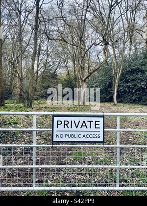 A private no access sign on a farm gate in the countryside in Hertfordshire in England Stock Photo