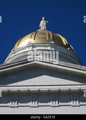 Dome of Montpelier State Houses in Vermont, USA.  State capitol and the seat of the Vermont General Assembly. Greek Revival structure. Stock Photo