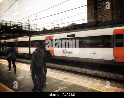 Renfe train, Catalonia, Spain. Stock Photo