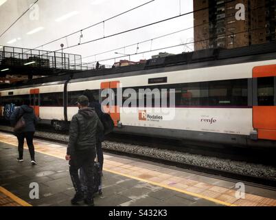Renfe train, Catalonia, Spain. Stock Photo