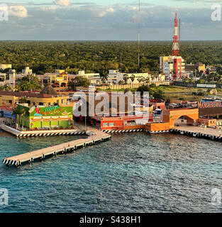 January, 2023, View from a cruise ship in port at International Pier, Cozumel, Quintana Roo, Mexico Stock Photo